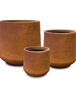 KANTE 17.3 in., 13.4 in., & 10.6 in. H Round Iron Oxide Concrete Planter (Set of 3) Outdoor Indoor Large Pots w/Drainage Holes -Outdoor Plant Life iron oxide kante plant pots rf2015022bcd c80621 1f 1000