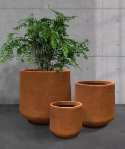 KANTE 17.3 in., 13.4 in., & 10.6 in. H Round Iron Oxide Concrete Planter (Set of 3) Outdoor Indoor Large Pots w/Drainage Holes -Outdoor Plant Life iron oxide kante plant pots rf2015022bcd c80621 76 1000