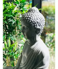 KANTE 25.6 in. H Natural Concrete/Fiberglass Indoor Outdoor Sitting Meditating Zen Buddha Statue -Outdoor Plant Life kante garden statues osp141006 c80021 4f 1000