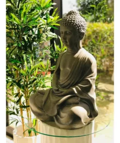 KANTE 25.6 in. H Natural Concrete/Fiberglass Indoor Outdoor Sitting Meditating Zen Buddha Statue -Outdoor Plant Life kante garden statues osp141006 c80021 76 1000