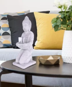 KANTE 12.8 in. H Gray Cement Buddha Tealight Candle Holder Garden Statue Ornament 11 KANTE 12.8 in. H Gray Cement Buddha Tealight Candle Holder Garden Statue Ornament -Outdoor Plant Life kante garden statues sx20200173 1f 1000