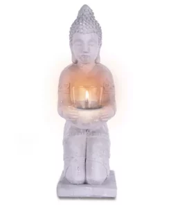 KANTE 12.8 in. H Gray Cement Buddha Tealight Candle Holder Garden Statue Ornament 13 KANTE 12.8 in. H Gray Cement Buddha Tealight Candle Holder Garden Statue Ornament -Outdoor Plant Life kante garden statues sx20200173 fa 1000