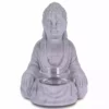 KANTE 6.5 in. H Gray Cement Sitting Buddha Garden Statue Tealight Candle Holder Ornament (2-Pack)