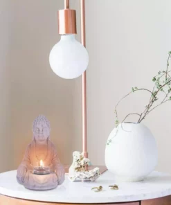 KANTE 6.5 in. H Gray Cement Sitting Buddha Garden Statue Tealight Candle Holder Ornament (2-Pack) -Outdoor Plant Life kante garden statues sx20200178 76 1000