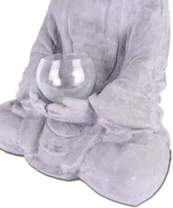 KANTE 14.17 in. H Gray Cement Meditating Buddha Garden Statue Tealight Candle Holder Ornament -Outdoor Plant Life kante garden statues sx20200179 76 1000