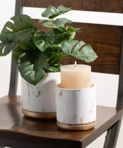 SULLIVANS Marbled White and Gold Terracotta Pot -Outdoor Plant Life marbled white and gold sullivans plant pots cmt1208 4f 1000