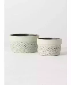 SULLIVANS Multi-Color Cement Dish Garden Pot (Set of 2) -Outdoor Plant Life multicolor sullivans plant pots cmt1179 1f 1000