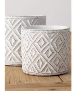 SULLIVANS Multi-Color Cement Patterned Pot (Set of 2) -Outdoor Plant Life multicolor sullivans plant pots cmt1183 4f 1000