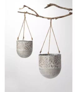 SULLIVANS Multi-Color Metal Hanging Planters (Set of 2) 7 SULLIVANS Multi-Color Metal Hanging Planters (Set of 2) -Outdoor Plant Life multicolor sullivans plant pots met1676 4f 1000