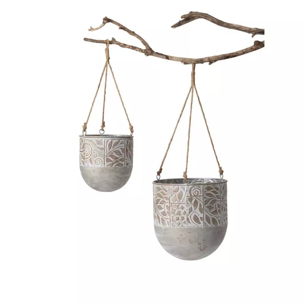 SULLIVANS Multi-Color Metal Hanging Planters (Set of 2) 3 SULLIVANS Multi-Color Metal Hanging Planters (Set of 2)