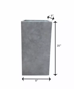 KANTE 20 in. H Square Natural Concrete/Fiberglass Indoor Outdoor Modern Seamless Tall Planter -Outdoor Plant Life natural concrete kante plant pots osf0002a c80021 fa 1000