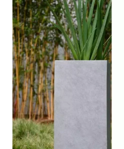 KANTE 28 in. H Square Natural Concrete/Fiberglass Indoor Outdoor Modern Seamless Tall Planter -Outdoor Plant Life natural concrete kante plant pots osf0002c c80021 4f 1000