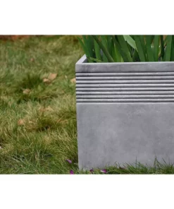 KANTE 15 in. W Square Natural Concrete/Fiberglass Indoor Outdoor Elegant Planter -Outdoor Plant Life natural concrete kante plant pots osf0128b c80021 1f 1000