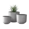 KANTE Round Natural Finish Lightweight Concrete & Fiberglass Weather Resistant Planters with Drainage Holes (Set of 3) 2 KANTE Round Natural Finish Lightweight Concrete & Fiberglass Weather Resistant Planters with Drainage Holes (Set of 3) -Outdoor Plant Life natural concrete kante plant pots rc0001abe c80021 64 1000