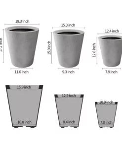 KANTE Large, Medium, Small Round Natural Finish Lightweight Concrete and Weather Resistant Fiberglass Planters (Set of 3) -Outdoor Plant Life natural concrete kante plant pots rc0154bcd c80021 4f 1000