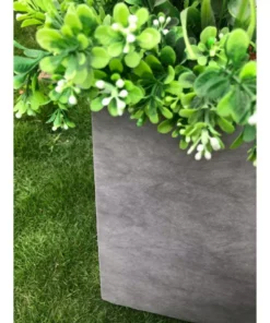 KANTE Set of 3 Lightweight Modern Square Outdoor Planters, 16 in., 12 in. and 10 in. Tall, Natural Concrete -Outdoor Plant Life natural concrete kante plant pots rf0001abcc80021 4f 1000