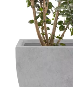 KANTE Square Natural Finish Lightweight Concrete & Weather Resistant Fiberglass Planters with Drainage Holes (Set of 3) -Outdoor Plant Life natural concrete kante plant pots rf0126abc c80021 1f 1000