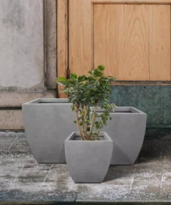 KANTE Square Natural Finish Lightweight Concrete & Weather Resistant Fiberglass Planters with Drainage Holes (Set of 3) -Outdoor Plant Life natural concrete kante plant pots rf0126abc c80021 44 1000