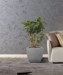 KANTE Square Natural Finish Lightweight Concrete & Weather Resistant Fiberglass Planters with Drainage Holes (Set of 3) -Outdoor Plant Life natural concrete kante plant pots rf0126abc c80021 fa 1000