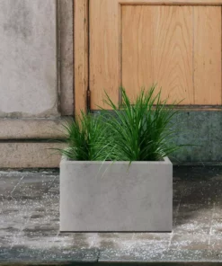 KANTE 6.89"W x 19.49"L x 15.94"H Rectangular Natural Finish Lightweight Concrete and Fiberglass Long Planter w/ Drainage Hole -Outdoor Plant Life natural concrete kante plant pots rf0260a c80021 76 1000