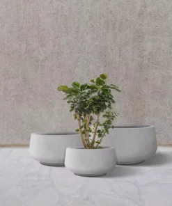 KANTE 21.6", 16.9", and 12.5"W Round Natural Concrete Elegant Planters, Set of 3 Outdoor Indoor Seamless w/ Drainage Hole -Outdoor Plant Life natural concrete kante plant pots rf2015021abc c80021 fa 1000