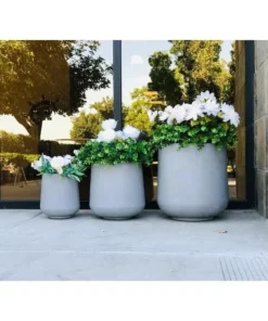 KANTE 17.3 in. Tall Natural Lightweight Concrete Footed Tulip Outdoor Round Planter (Set of 3) -Outdoor Plant Life natural kante plant pots rf2015022bcd c80021 1f 1000