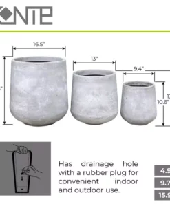 KANTE 17.3 in. Tall Natural Lightweight Concrete Footed Tulip Outdoor Round Planter (Set of 3) -Outdoor Plant Life natural kante plant pots rf2015022bcd c80021 44 1000