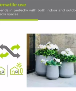 KANTE 17.3 in. Tall Natural Lightweight Concrete Footed Tulip Outdoor Round Planter (Set of 3) -Outdoor Plant Life natural kante plant pots rf2015022bcd c80021 76 1000