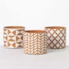 SULLIVANS Geometric Print Terracotta Pot - Set of 3 2 SULLIVANS Geometric Print Terracotta Pot - Set of 3 -Outdoor Plant Life orange and white patterned sullivans plant pots cmt1200 64 1000