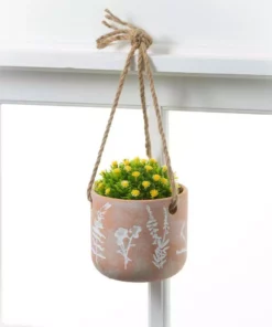 SULLIVANS Terracotta Herb Hanging Ceramic Planters - Set of 3 -Outdoor Plant Life orange sullivans plant pots cm3008 4f 1000
