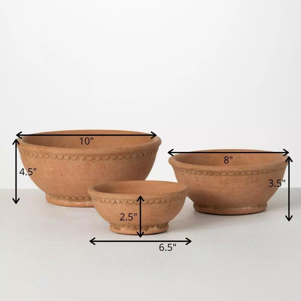 SULLIVANS Adobe Cement Dish Planter - Set of 3 7 SULLIVANS Adobe Cement Dish Planter - Set of 3 - Image 5