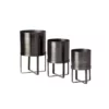 SULLIVANS Pewter Metal Planter With Stand (Set of 3) -Outdoor Plant Life pewter sullivans plant pots met1627 64 1000