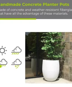 KANTE 21.7 in. H Round Pure White Concrete Indoor Outdoor Modern Tall Planter 21 KANTE 21.7 in. H Round Pure White Concrete Indoor Outdoor Modern Tall Planter -Outdoor Plant Life pure white kante plant pots osc0066a c80011 d4 1000