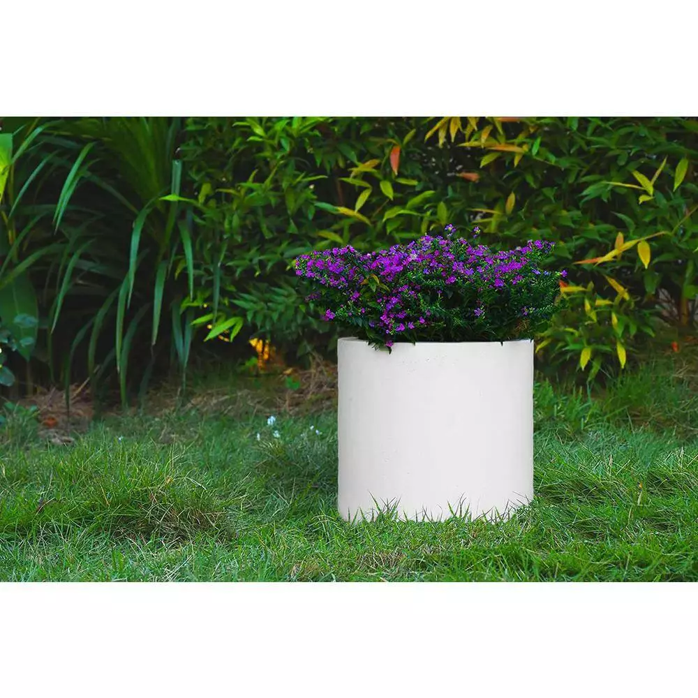 KANTE 9.8 in. W Round Pure White Concrete/Fiberglass Indoor Outdoor Modern Seamless Planter 4 KANTE 9.8 in. W Round Pure White Concrete/Fiberglass Indoor Outdoor Modern Seamless Planter - Image 2