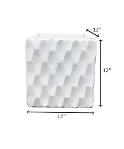 KANTE 12 in. H Square Pure White Concrete/Fiberglass Indoor Outdoor Elegant Retro Planter -Outdoor Plant Life pure white kante plant pots osf0201b c80011 76 1000