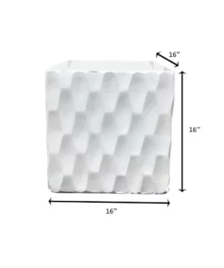 KANTE 16 in. W Square Pure White Concrete/Fiberglass Indoor Outdoor Elegant Retro Planter -Outdoor Plant Life pure white kante plant pots osf0201c c80011 76 1000