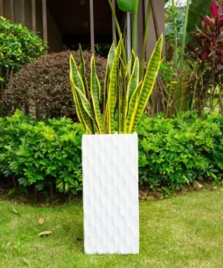 KANTE 23.6 in. H Square Pure White Concrete/Fiberglass Indoor Outdoor Elegant Retro Tall Planter 12 KANTE 23.6 in. H Square Pure White Concrete/Fiberglass Indoor Outdoor Elegant Retro Tall Planter -Outdoor Plant Life pure white kante plant pots osf0202b c80011 1f 1000