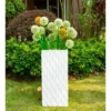 KANTE 23.6 in. H Square Pure White Concrete/Fiberglass Indoor Outdoor Elegant Retro Tall Planter -Outdoor Plant Life pure white kante plant pots osf0202b c80011 64 1000