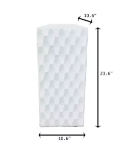 KANTE 23.6 in. H Square Pure White Concrete/Fiberglass Indoor Outdoor Elegant Retro Tall Planter 15 KANTE 23.6 in. H Square Pure White Concrete/Fiberglass Indoor Outdoor Elegant Retro Tall Planter -Outdoor Plant Life pure white kante plant pots osf0202b c80011 76 1000