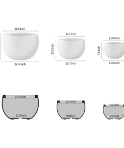 KANTE 20 in., 16 in. and 12 in. W Pure White Concrete Round Elegant Planters (Set of 3), Outdoor Indoor Modern Planter Pots -Outdoor Plant Life pure white kante plant pots rc0049abc c80011 1f 1000