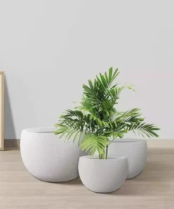 KANTE 20 in., 16 in. and 12 in. W Pure White Concrete Round Elegant Planters (Set of 3), Outdoor Indoor Modern Planter Pots -Outdoor Plant Life pure white kante plant pots rc0049abc c80011 4f 1000