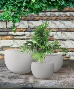 KANTE 20 in., 16 in. and 12 in. W Pure White Concrete Round Elegant Planters (Set of 3), Outdoor Indoor Modern Planter Pots -Outdoor Plant Life pure white kante plant pots rc0049abc c80011 fa 1000