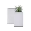 KANTE 28 in. and 24 in. Tall, Pure White Lightweight Concrete and Weather Resistant Fiberglass Rectangle Outdoor (Set of 2) -Outdoor Plant Life pure white kante plant pots rf0002bc c80011 64 1000