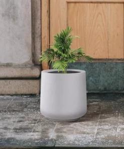 KANTE 17.3 in. H Round Pure White Concrete Planter, Outdoor Indoor Large Planter Pots Containers with Drainage Holes -Outdoor Plant Life pure white kante plant pots rf2015022b c80011 44 1000