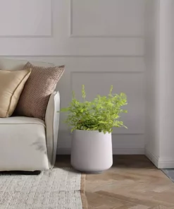 KANTE 13.4 in. H Pure White Tuliped Round Concrete Planter, Outdoor Indoor Large Planter Pots, Containers with Drainage Holes -Outdoor Plant Life pure white kante plant pots rf2015022c c80011 1f 1000