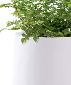 KANTE 13.4 in. H Pure White Tuliped Round Concrete Planter, Outdoor Indoor Large Planter Pots, Containers with Drainage Holes -Outdoor Plant Life pure white kante plant pots rf2015022c c80011 44 1000