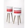 SULLIVANS Red & White Reindeer Metal and Wood Planter Stand (Set of 2) 2 SULLIVANS Red & White Reindeer Metal and Wood Planter Stand (Set of 2) -Outdoor Plant Life red sullivans plant pots met1741 64 1000