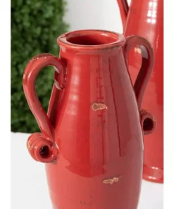 SULLIVANS Red Ceramic Handled Urn (Set of 2) -Outdoor Plant Life red sullivans urn planters cm2955 c3 1000