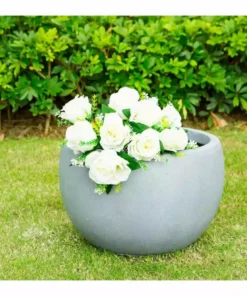 KANTE 12 in. W Round Slate Gray Concrete/Fiberglass Indoor Outdoor Modern Seamless Bowl Planter 13 KANTE 12 in. W Round Slate Gray Concrete/Fiberglass Indoor Outdoor Modern Seamless Bowl Planter -Outdoor Plant Life slate gray kante plant pots osc0049a c60611 44 1000