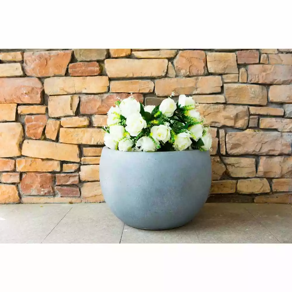 KANTE 12 in. W Round Slate Gray Concrete/Fiberglass Indoor Outdoor Modern Seamless Bowl Planter 3 KANTE 12 in. W Round Slate Gray Concrete/Fiberglass Indoor Outdoor Modern Seamless Bowl Planter